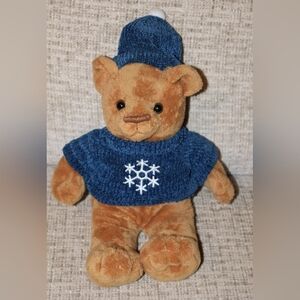 Vintage Saks Mcrae's Brown Bear with Blue Winter Outfit. In Very Good Condition
